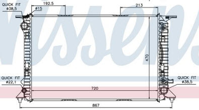 AUDI A4 {A5 07-/Q5 08-} РАДИАТОР ОХЛАЖДЕНИЯ (NISSENS) 