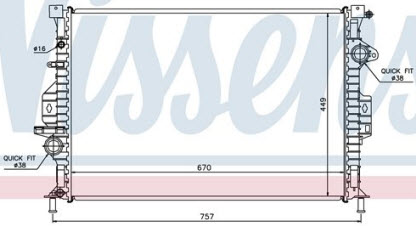 MONDEO {FOCUS 11-/S-MAX 06-/Freelander 07-/S60/S80/V70/XC60/XC70 06-} РАДИАТОР ОХЛАЖДЕНИЯ (NISSENS) 