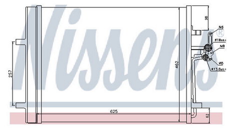 MONDEO {GALAXY 06-/S-MAX 06-/VOLVO XC60 08-} КОНДЕНСАТОР КОНДИЦИОНЕРА 2.5 + (дизель) (NISSENS) (AVA) 