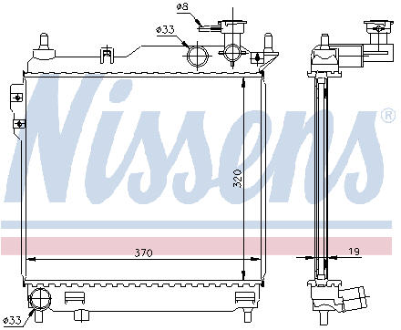 GETZ {372 x 320 mm} РАДИАТОР ОХЛАЖДЕНИЯ (NISSENS) (AVA) 