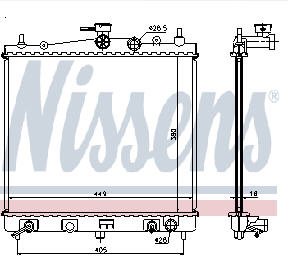 NISSAN TIIDA РАДИАТОР ОХЛАЖДЕНИЯ AT 1.2 1.4 1.6 (NISSENS) (AVA)