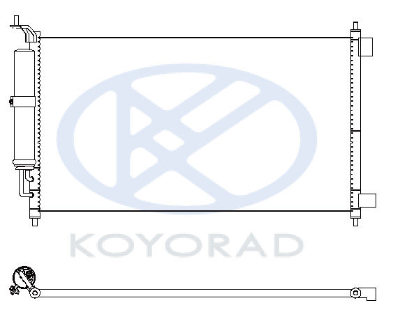 MICRA {+ NOTE 06-/ TIIDA 07-/CUBE 04-/SENTRA 14-} КОНДЕНСАТОР КОНДИЦИОНЕРА С ОСУШИТ. (KOYO) 