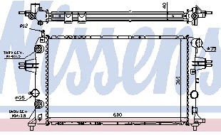 OPEL ZAFIRA A РАДИАТОР ОХЛАЖДЕНИЯ (дизель) (NISSENS) (AVA)