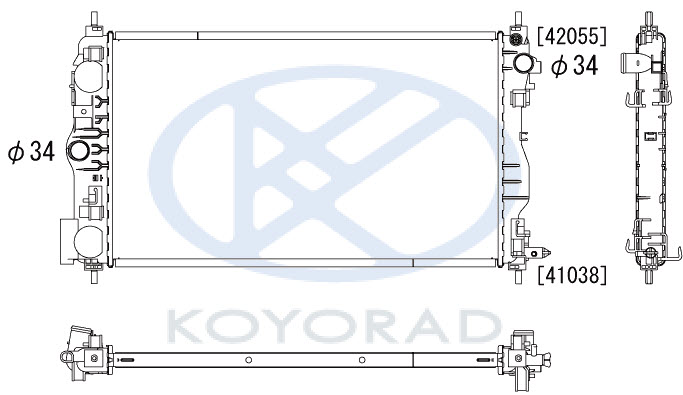 CRUZE {(1.6  109л.с./ ORLANDO 11- дизель} РАДИАТОР ОХЛАЖДЕНИЯ MT С КОНДИЦИОНЕРА (KOYO)