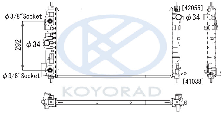 CRUZE {(1.6  109л.с./ ORLANDO 11- дизель} РАДИАТОР ОХЛАЖДЕНИЯ AT С КОНДИЦИОНЕРА (KOYO)