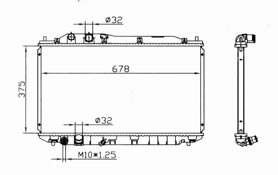 CIVIC {375x695 мм} РАДИАТОР ОХЛАЖДЕНИЯ (СЕДАН) (ХЭТЧБЭК) MT