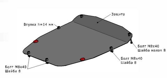 SORENTO ЗАЩИТА ПОДДОНА ДВИГАТЕЛЯ , С КРЕПЛЕН , 2.2 , 2.4 , СТАЛЬН