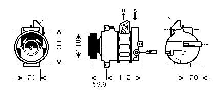 GOLF {Jetta 05-/Passat 05-/Octavia 04-/Touran 03-/A3 03-/Caddy 04-} КОМПРЕССОР КОНДИЦИОНЕРА  (AVA)